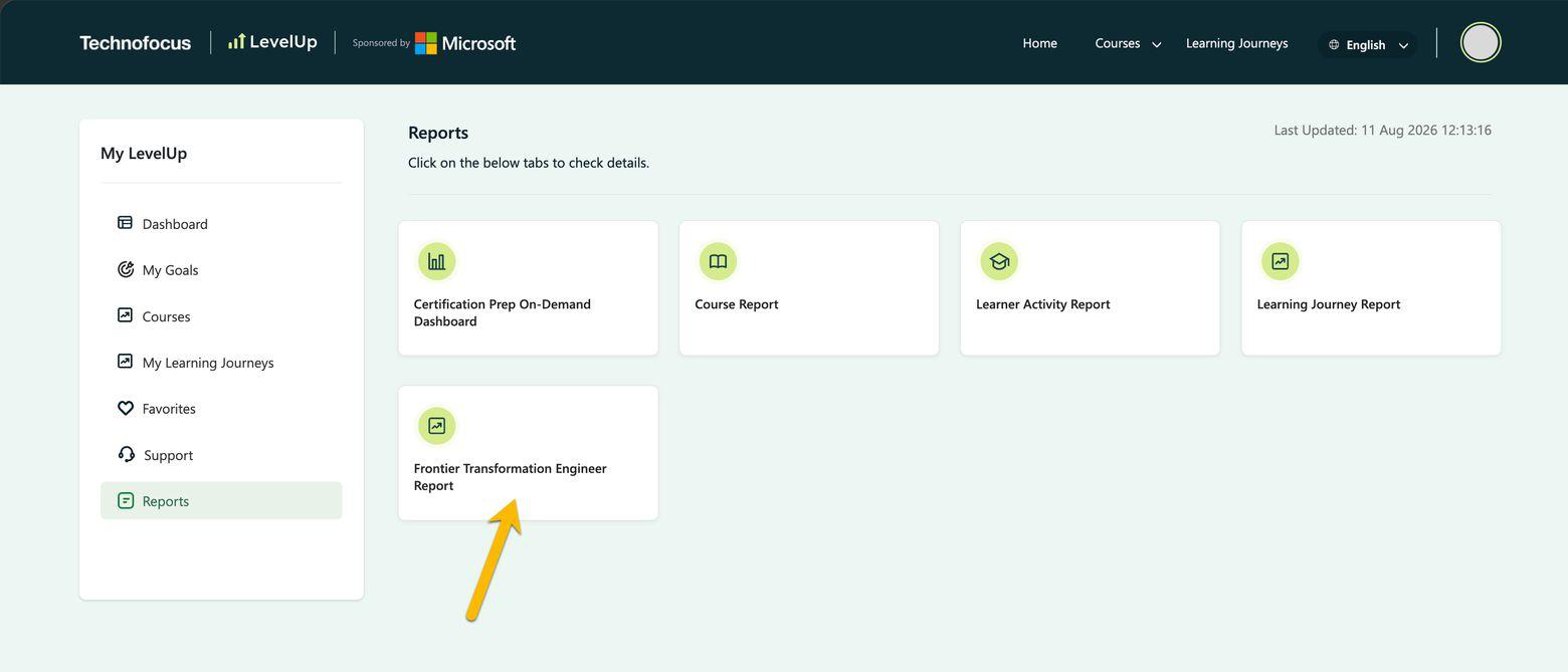 Frontier Transformation Engineer -Titan Journey report shortcut on the Reports page